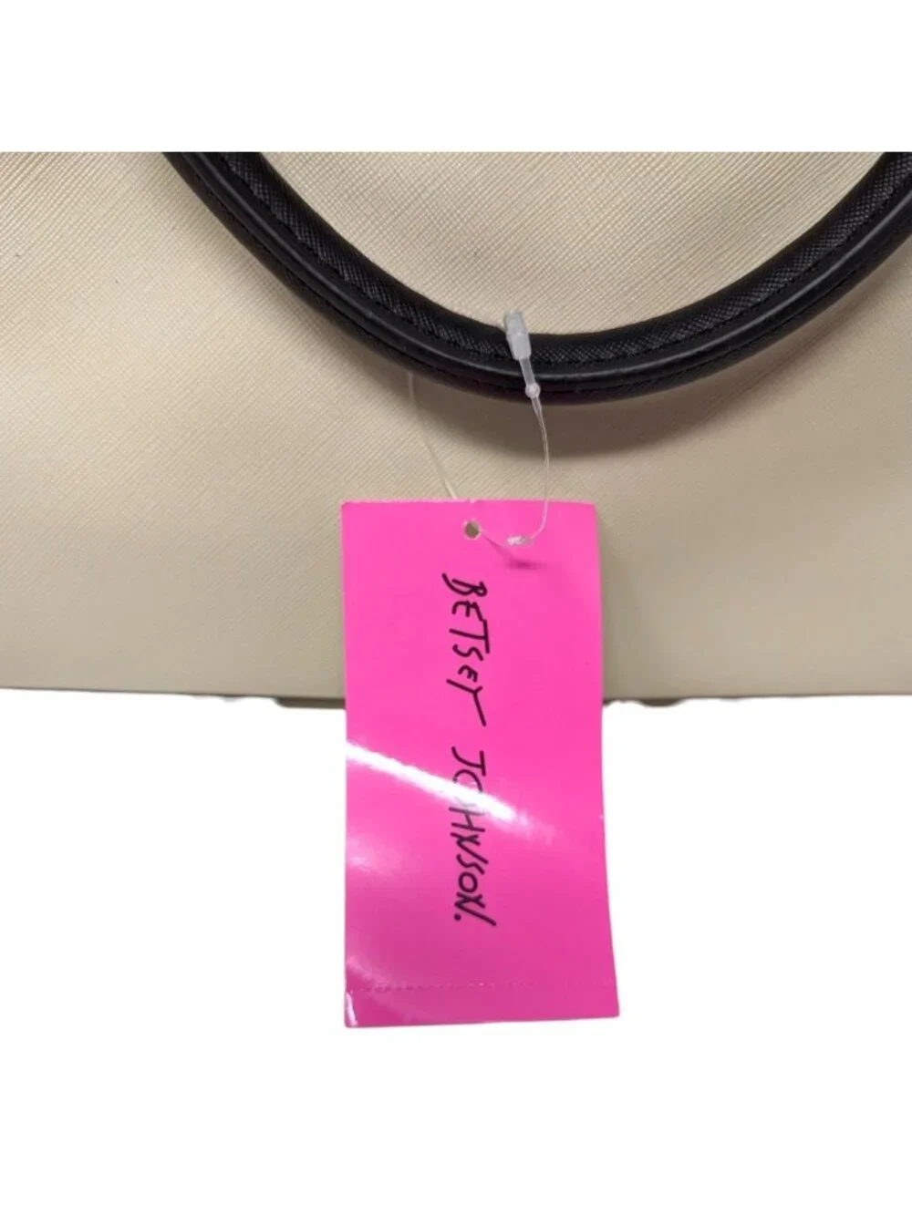 Betsey Johnson Beige Cream Pink Black Gold Handbag Satchel Crossbody Bag